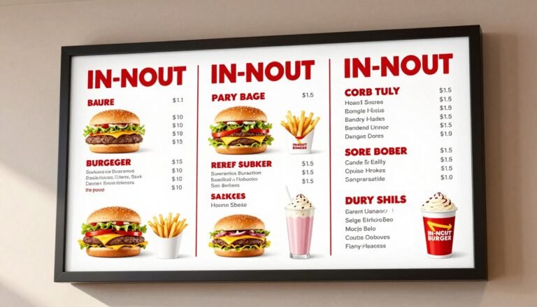 in n out burger menu
